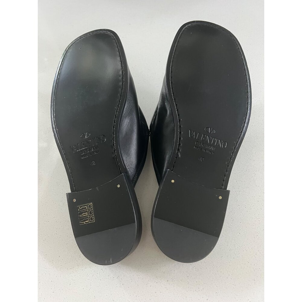 VALENTINO GARAVANI Men's V-Logo Leather Loafer BLACK SHOES SIZE 40 NEW - Picture 7 of 9